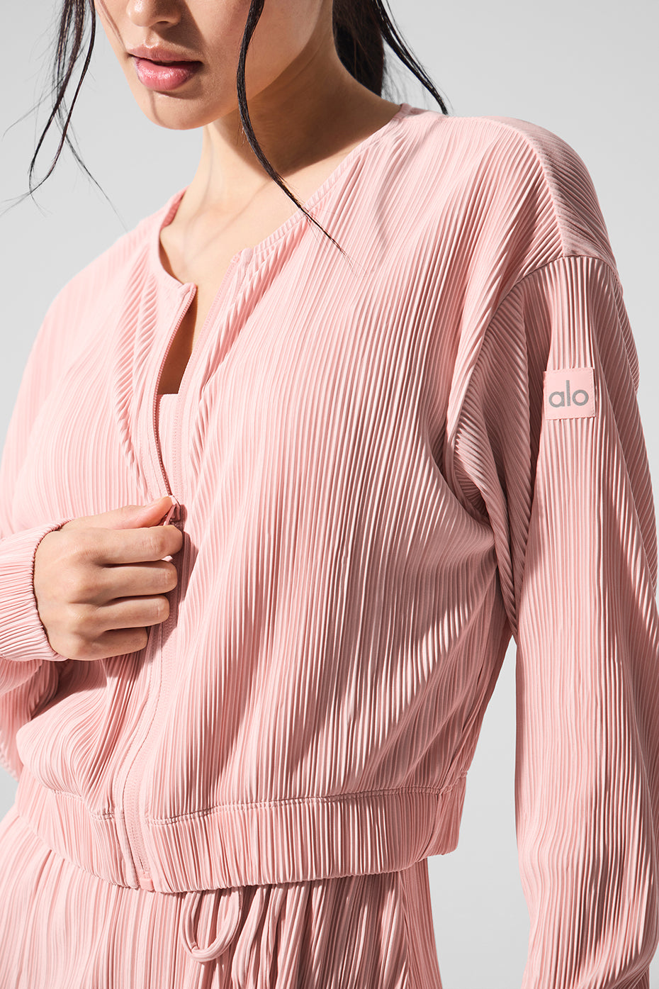 Cropped Micro Plisse Jacket - Pink Quartz - Image 2