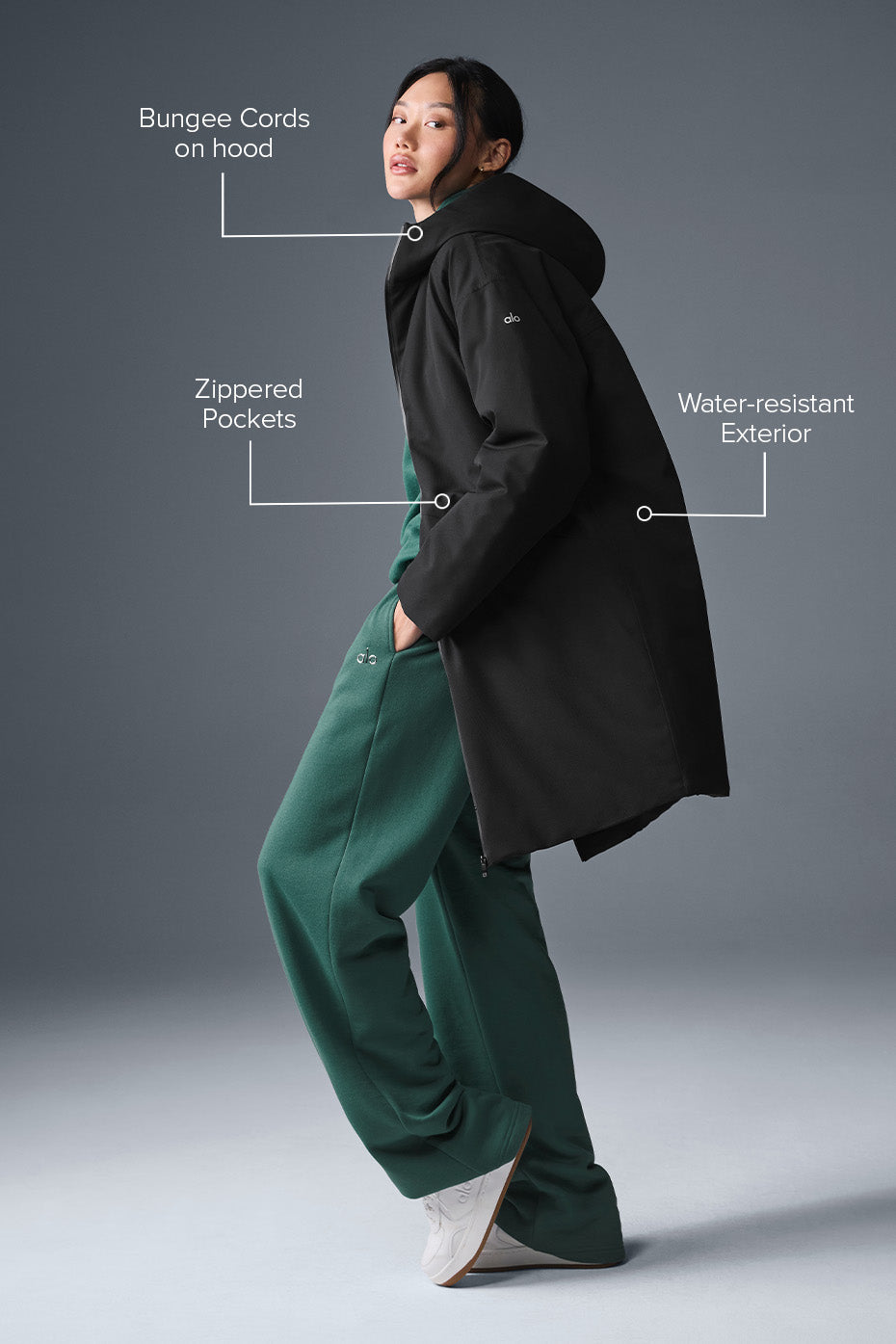 Rain Or Shine Puffer Long Coat - Black - Image 2