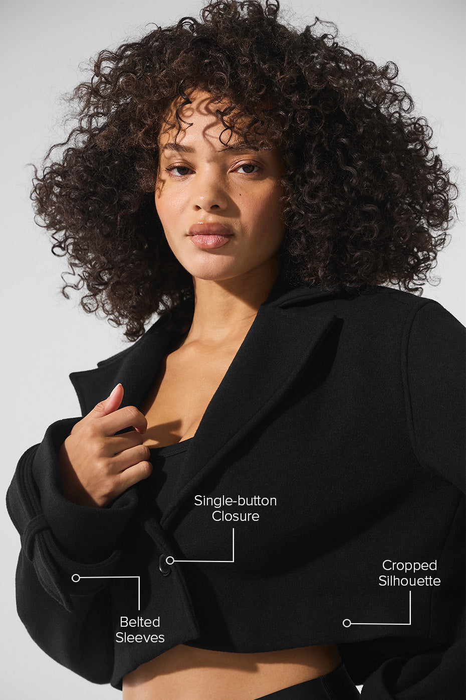 Wool Cropped Metro Trench - Black - Image 2