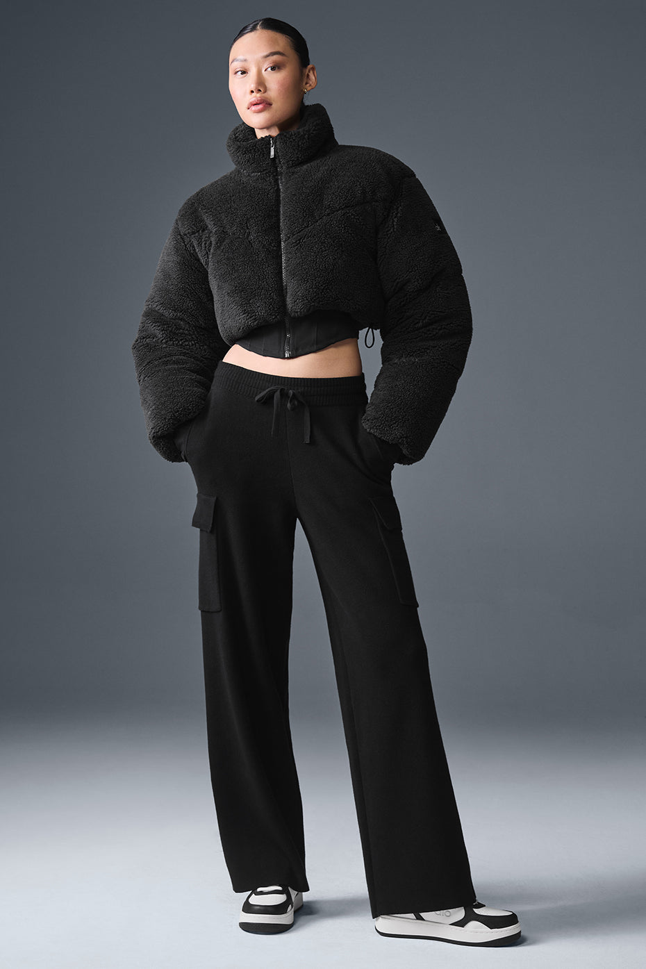 Sherpa Main Act Corset Puffer - Black - Image 4