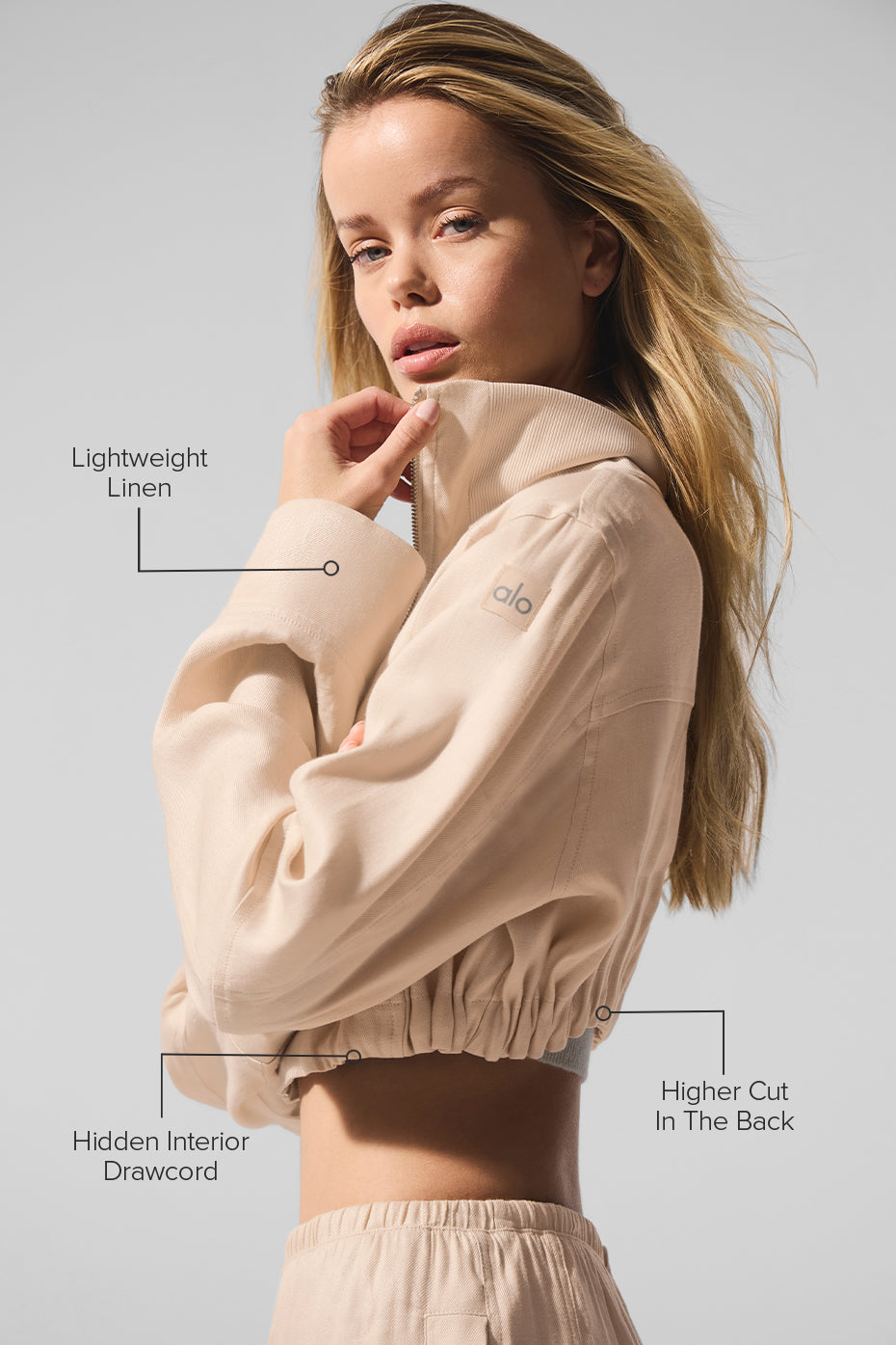 Linen Cropped Getaway Jacket - Macadamia - Image 2