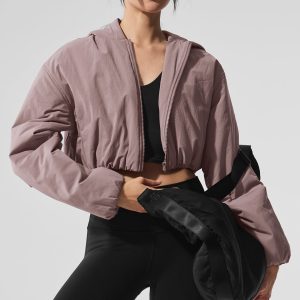 Cropped Mountain Peak Full-Zip Hoodie - Mushroom