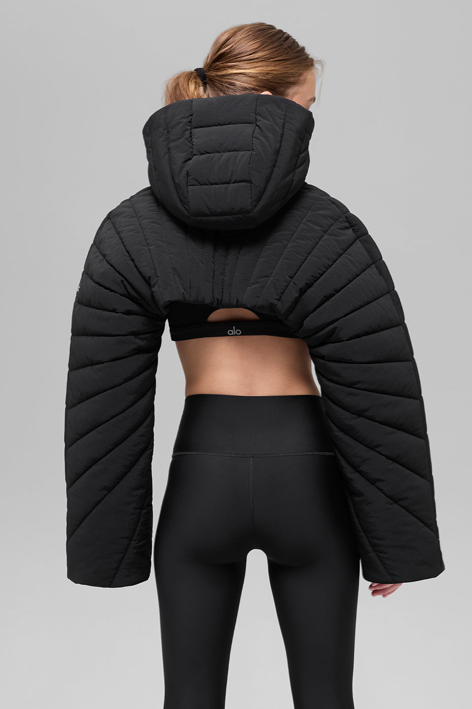 Quilted Starlight Puffer Shrug - Black - Image 3