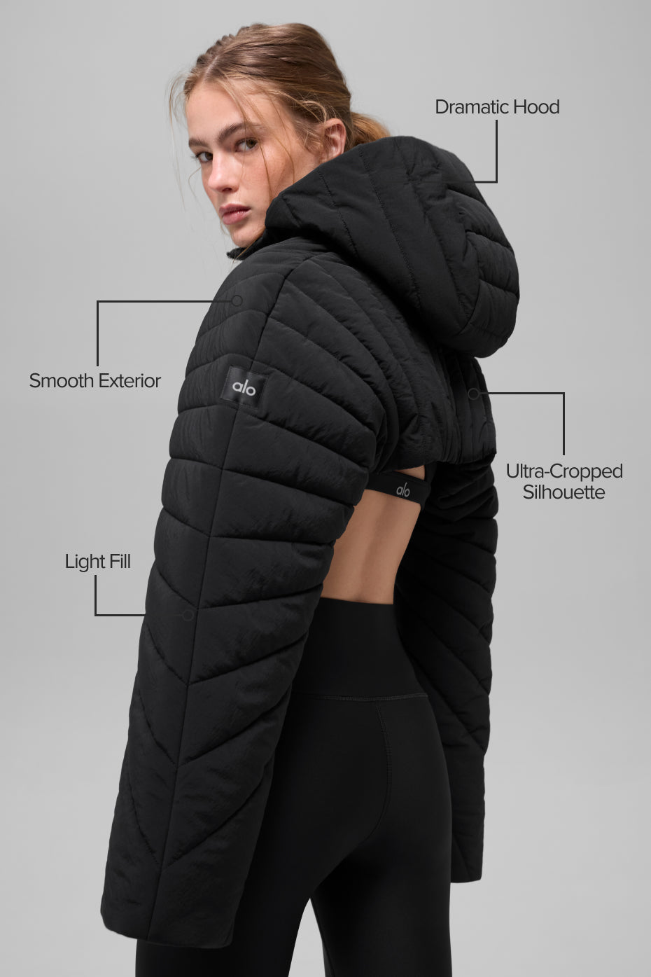 Quilted Starlight Puffer Shrug - Black - Image 2