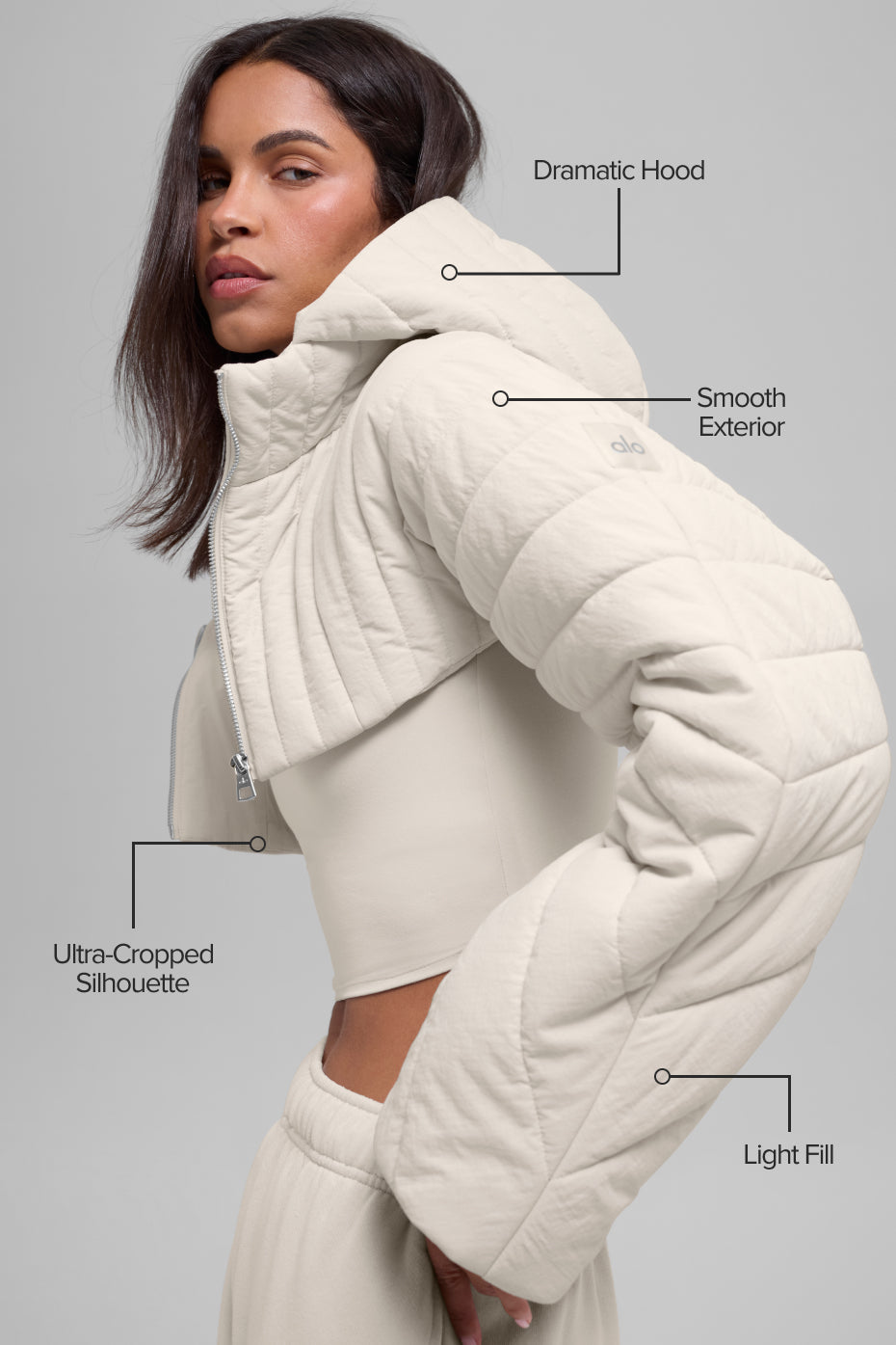 Quilted Starlight Puffer Shrug - Bone - Image 2