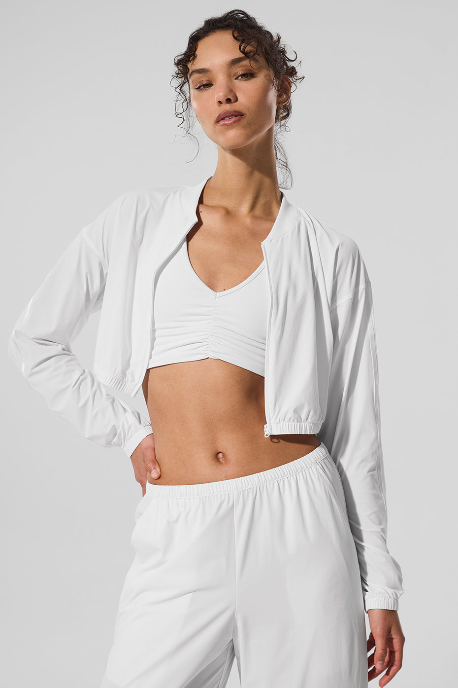 Cropped Breezy Full-Zip Cover Up - White - Image 3