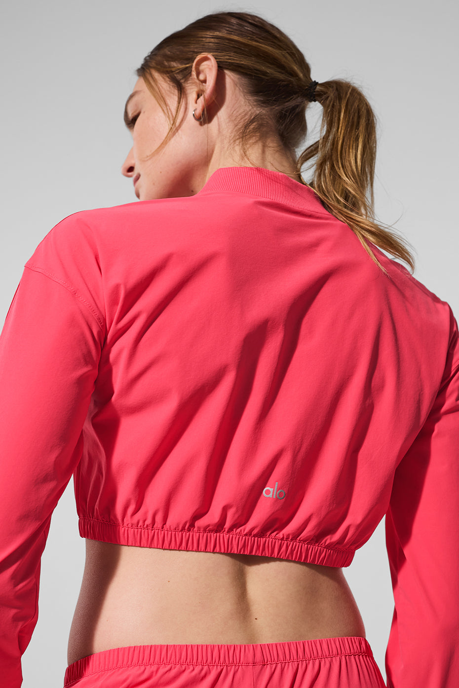 Cropped Breezy Full-Zip Cover Up - Candy Red - Image 4