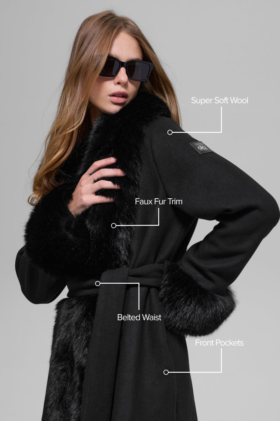 Faux Fur Trimmed Longline Coat - Black - Image 2