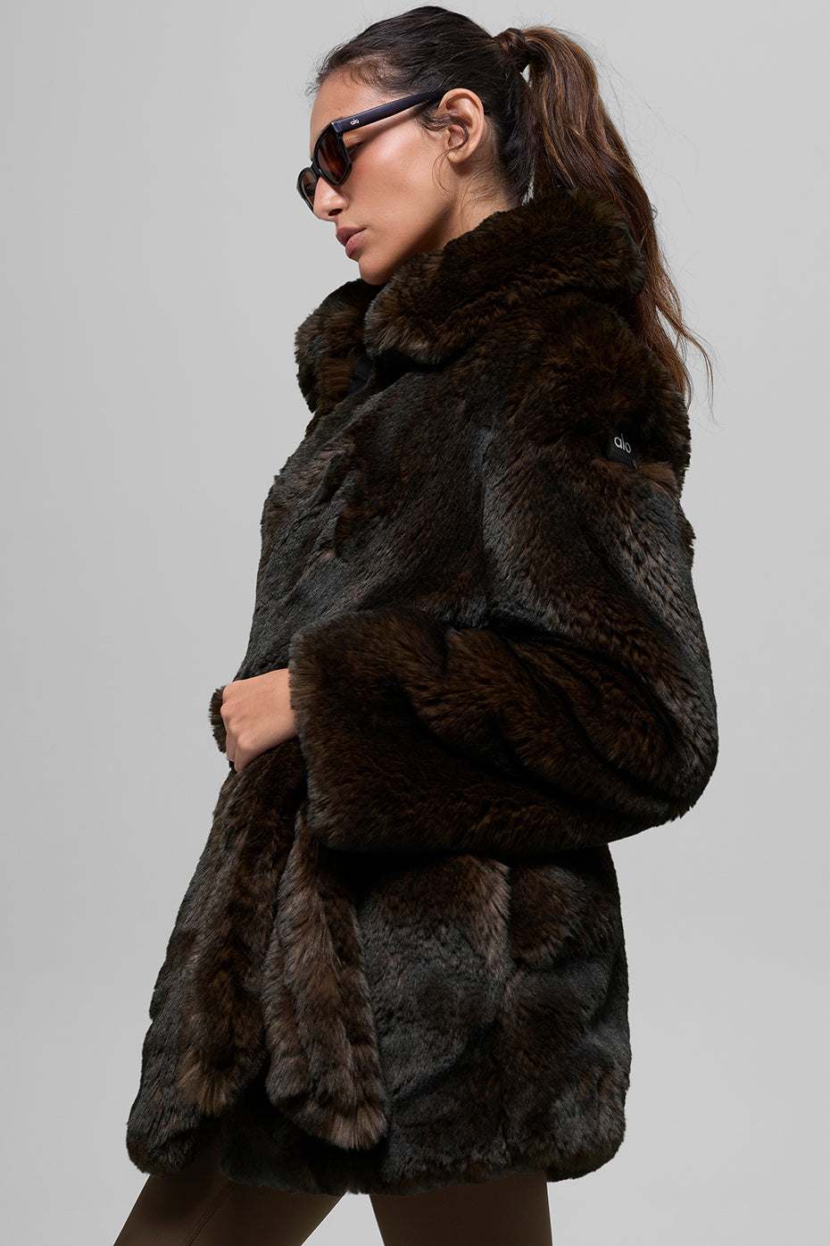 Faux Fur Starstruck Coat - Midnight Brown/Black - Image 3