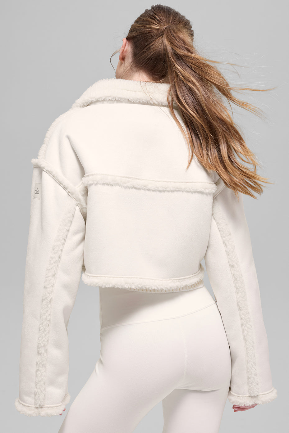 Faux Shearling Snowfall Cropped Jacket - Ivory - Image 3