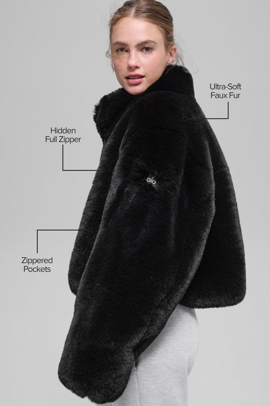 Faux Fur Allure Jacket - Black - Image 2