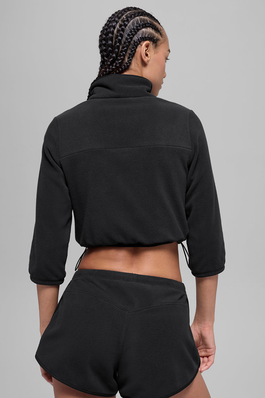 Polar Fleece Retreat Cropped Jacket - Black - Image 3