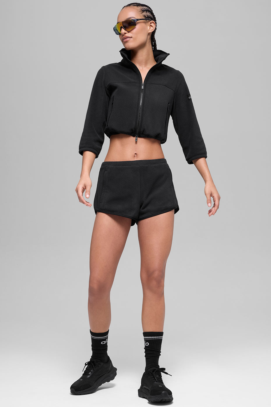 Polar Fleece Retreat Cropped Jacket - Black - Image 5