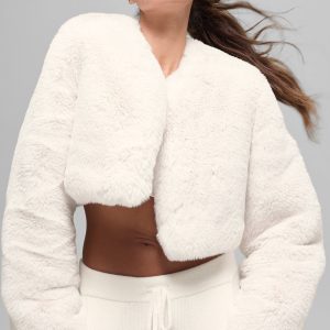 Faux Fur Chic Cropped Jacket - Ivory