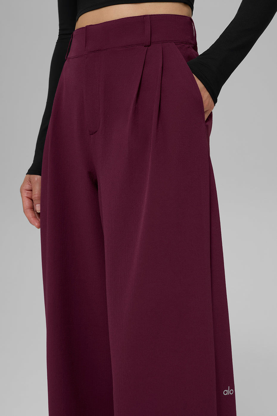 High-Waist Dreamscape Trouser (Long) - Burgundy - Image 3