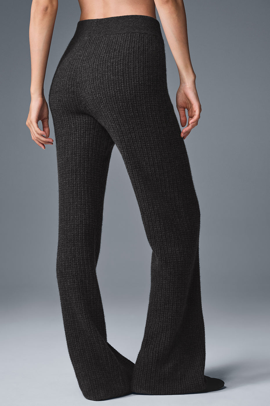 Cashmere High-Waist Plush Waffle Pant - Dark Heather Grey - Image 2