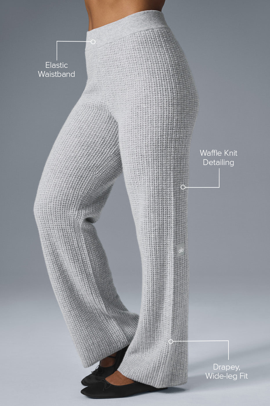 Cashmere High-Waist Plush Waffle Pant - Athletic Heather Grey - Image 2