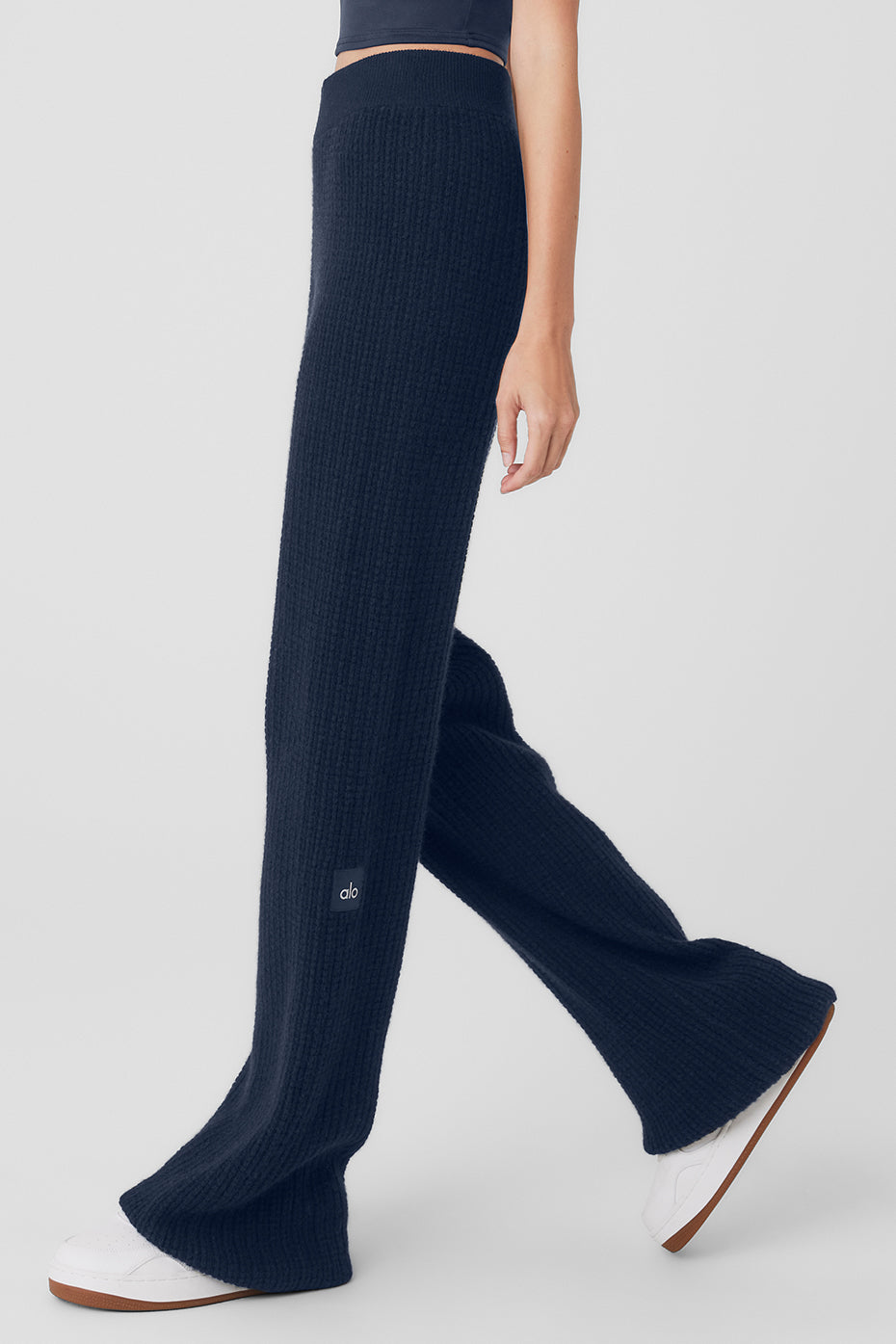 Cashmere High-Waist Plush Waffle Pant - Navy - Image 3