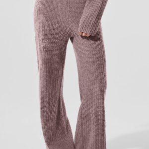 Cashmere High-Waist Plush Waffle Pant - Mushroom Heather