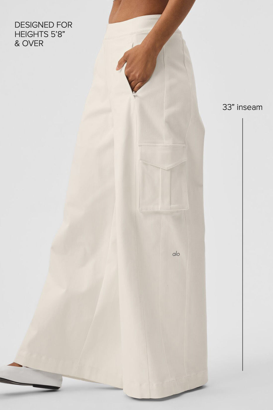 Show Off Cargo Wide Leg Trouser (Long) - Ivory - Image 2