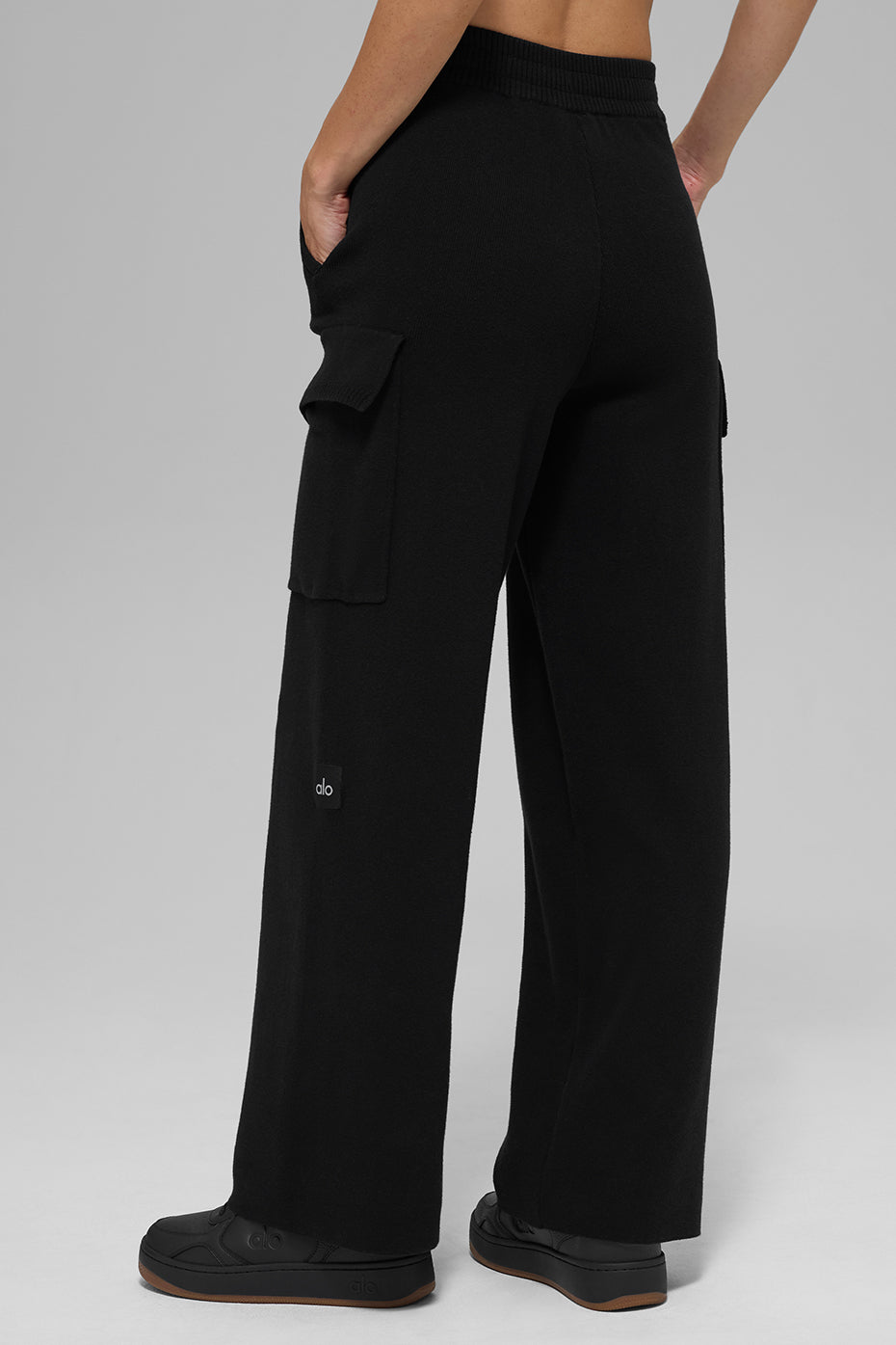 Scholar Knit High-Waist Cargo Pant - Black - Image 3