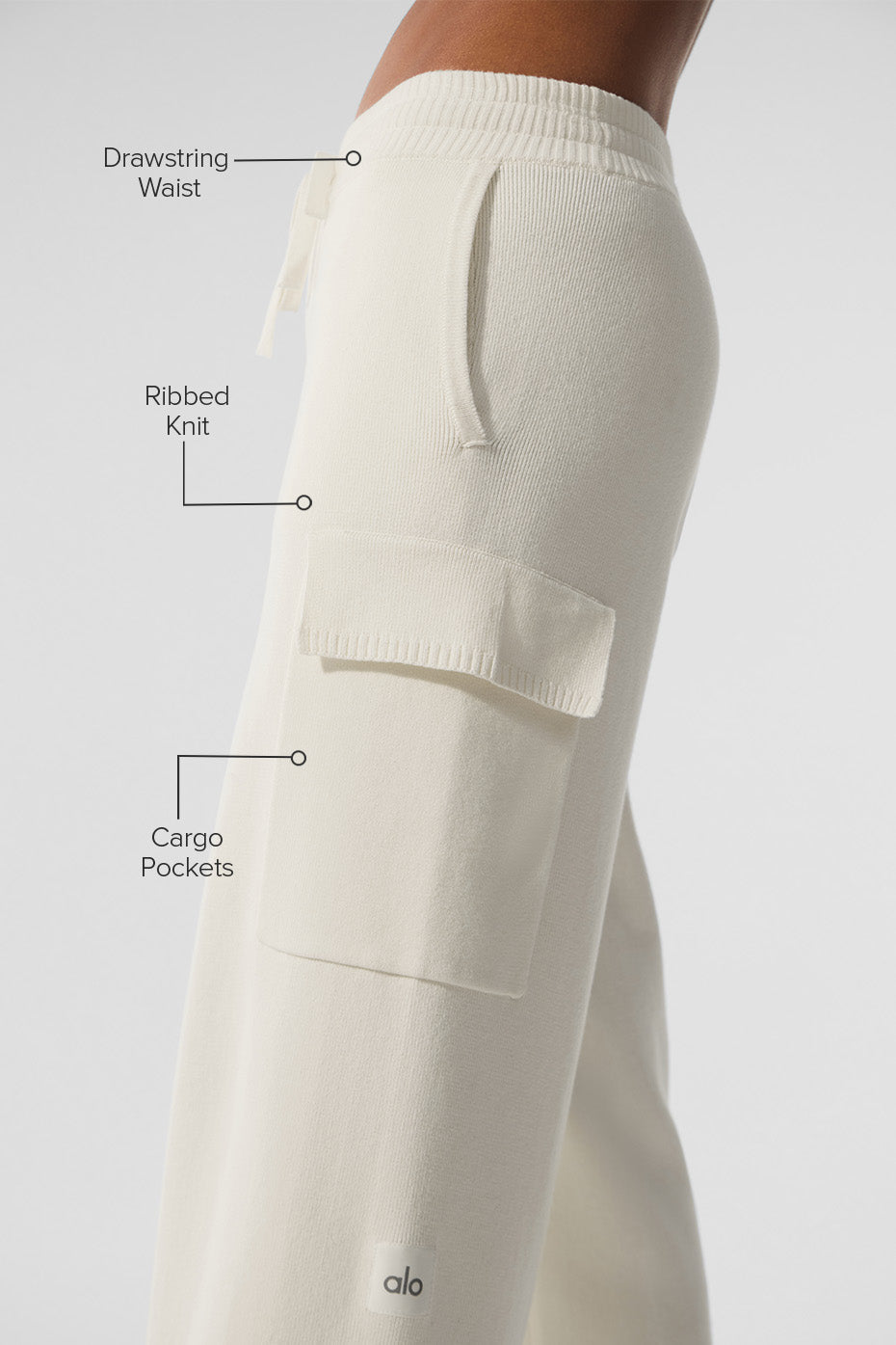 Scholar Knit High-Waist Cargo Pant - Ivory - Image 2