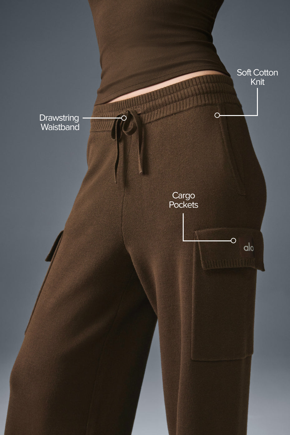 Scholar Knit High-Waist Cargo Pant - Espresso - Image 2