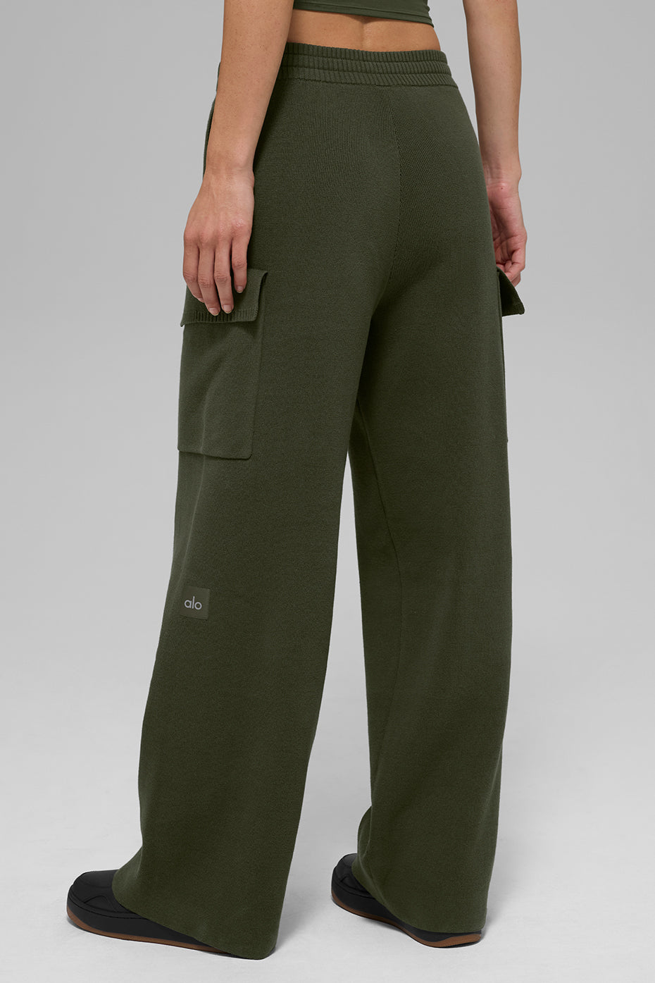 Scholar Knit High-Waist Cargo Pant - Green Olive - Image 3