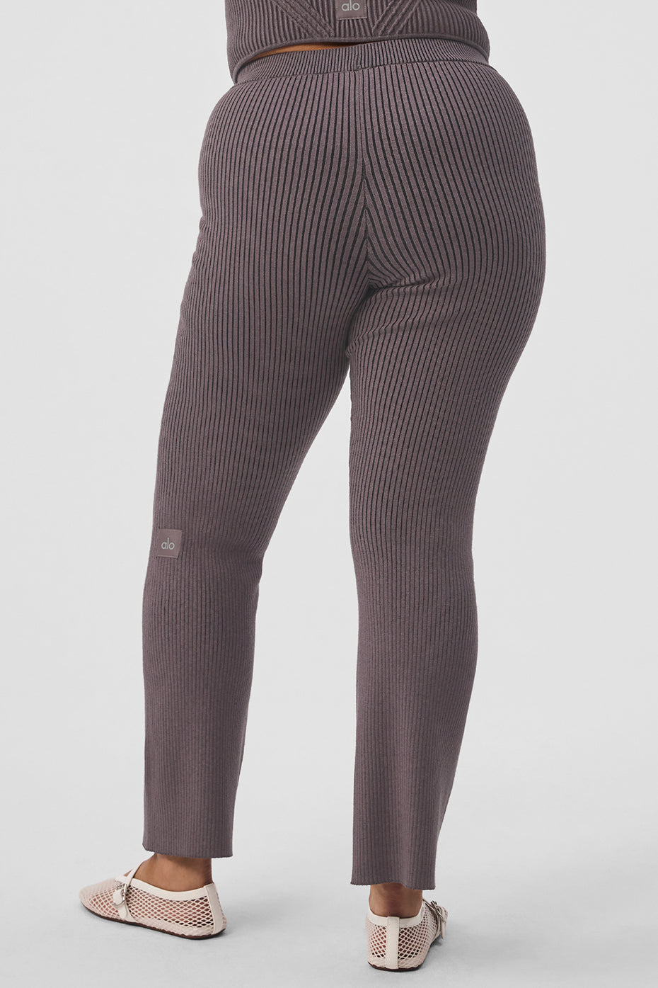 Denim Knit High-Waist Flare Pant - Raisinette/Black - Image 6