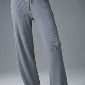 Snuggle Up Sweater High-Waist Wide Leg Pant - Steel Grey
