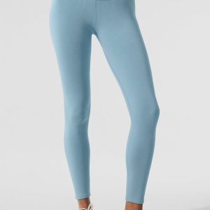 Seamless Winter Warm Plush High-Waist 7/8 Legging - Celestial Blue