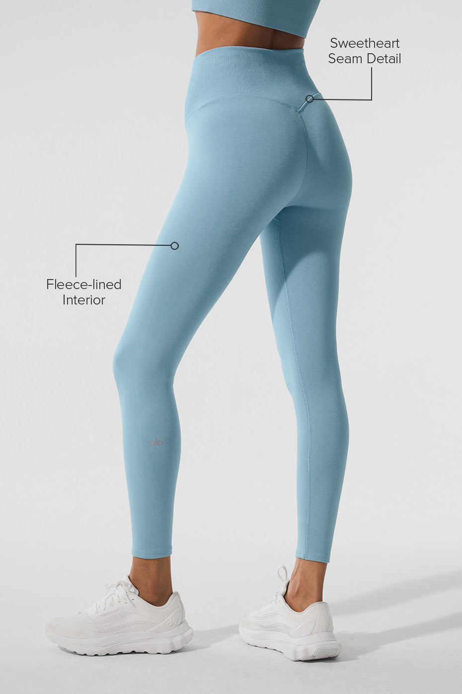 Seamless Winter Warm Plush High-Waist 7/8 Legging - Celestial Blue - Image 2