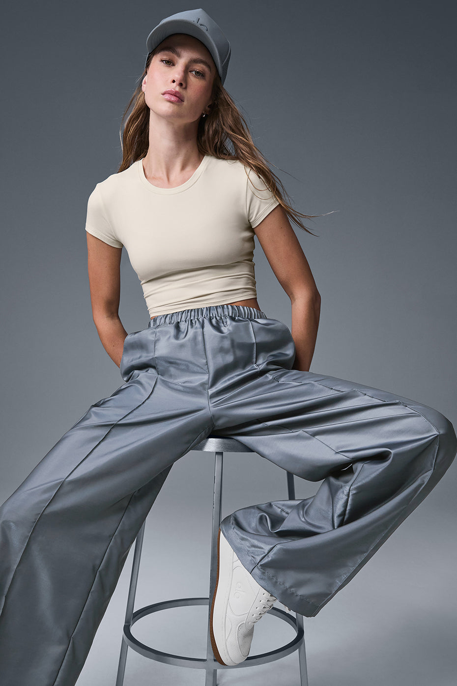 Afterglow Wide Leg Track Pant - Steel Grey - Image 4