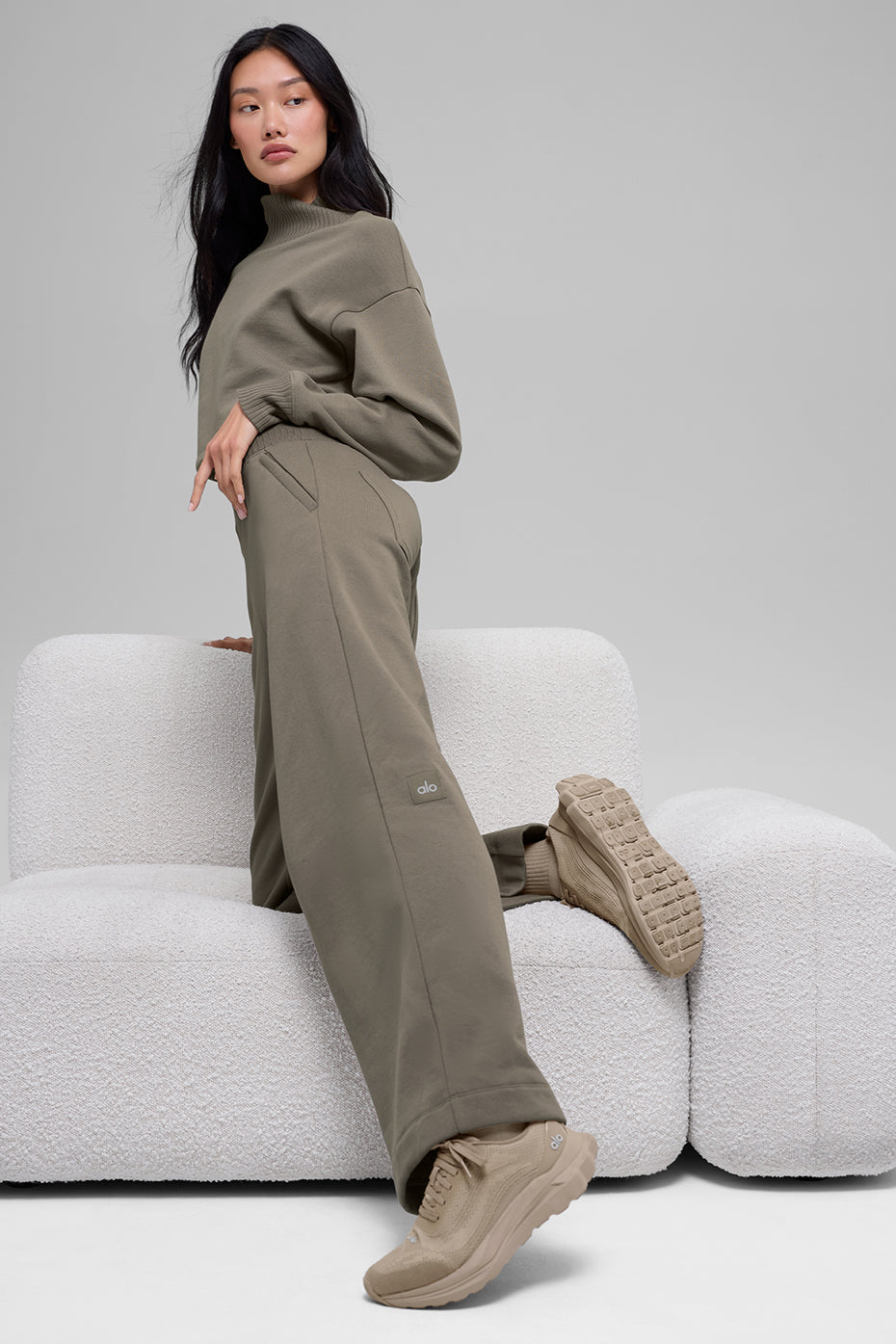 Serenity Wide Leg Sweatpant - Light Cocoa - Image 6