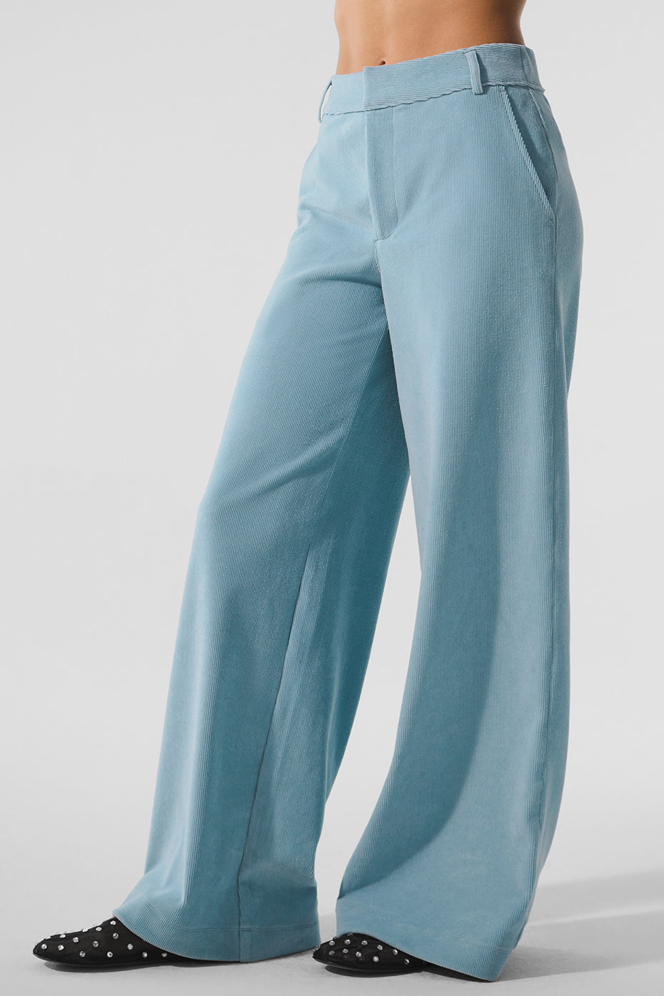Micro Corduroy Mid-Rise Dreamer Wide Leg Trouser - Celestial Blue - Image 4