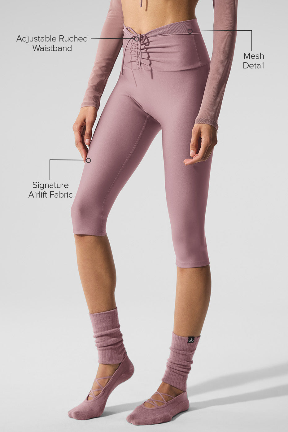 Airlift Mesh High-Waist Divine Capri - Smoky Quartz - Image 2