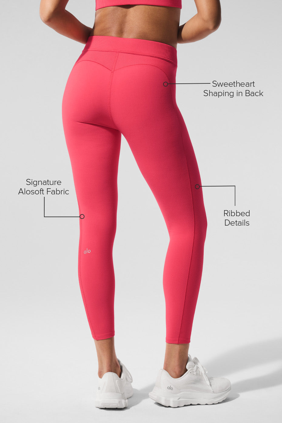 Alosoft High-Waist 7/8 Relay Legging - Candy Red/White - Image 2