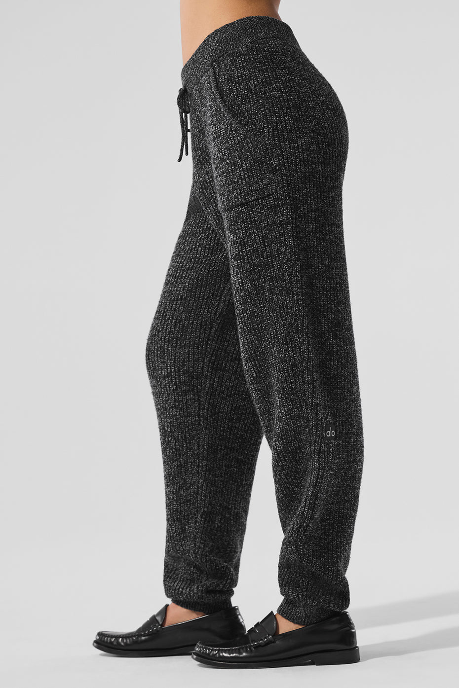 Marl Sweater Pant - Black Marl - Image 4
