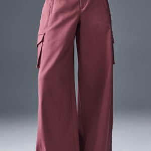 Show Off Cargo Wide Leg Trouser (Regular) - Burgundy Truffle