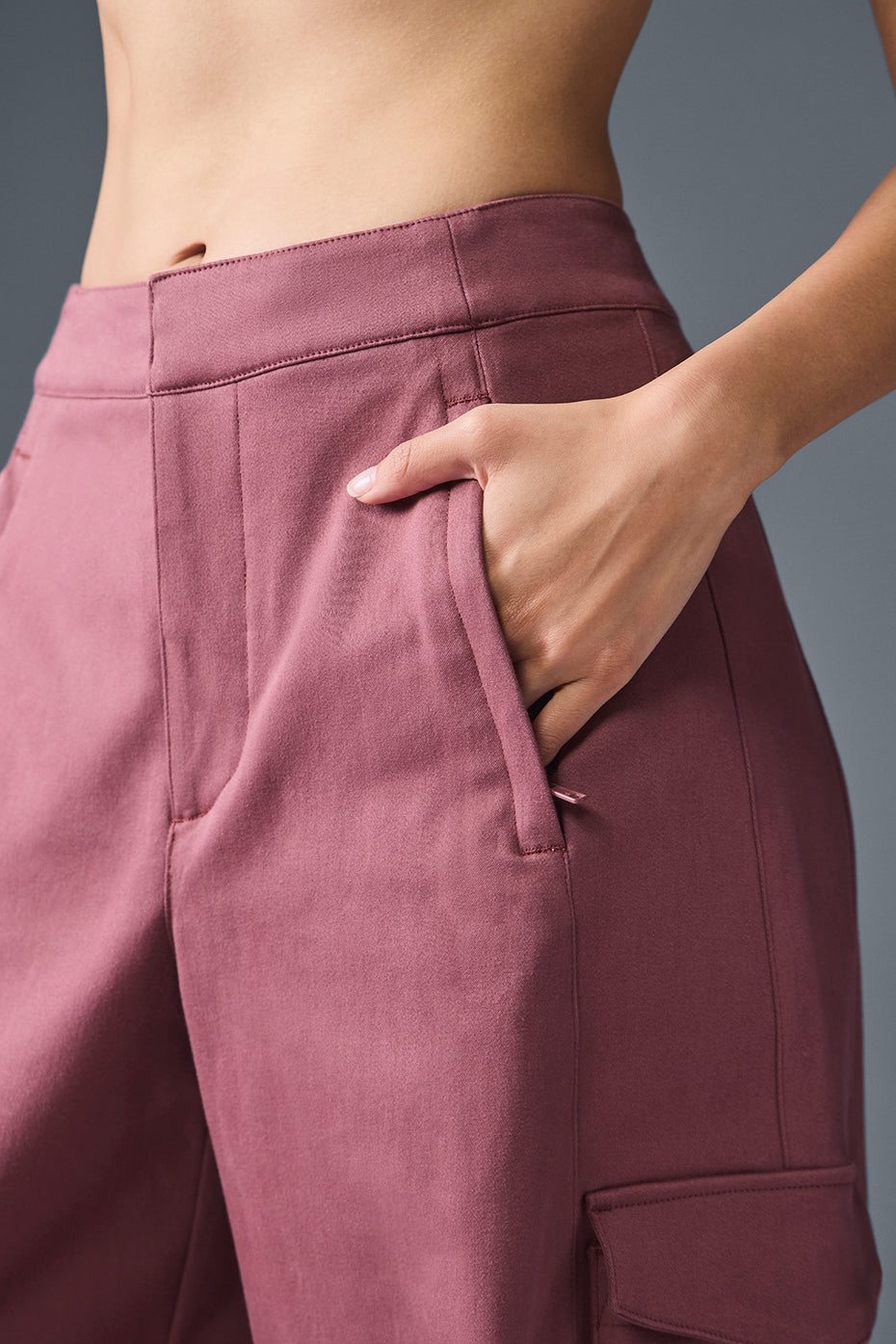Show Off Cargo Wide Leg Trouser (Regular) - Burgundy Truffle - Image 3