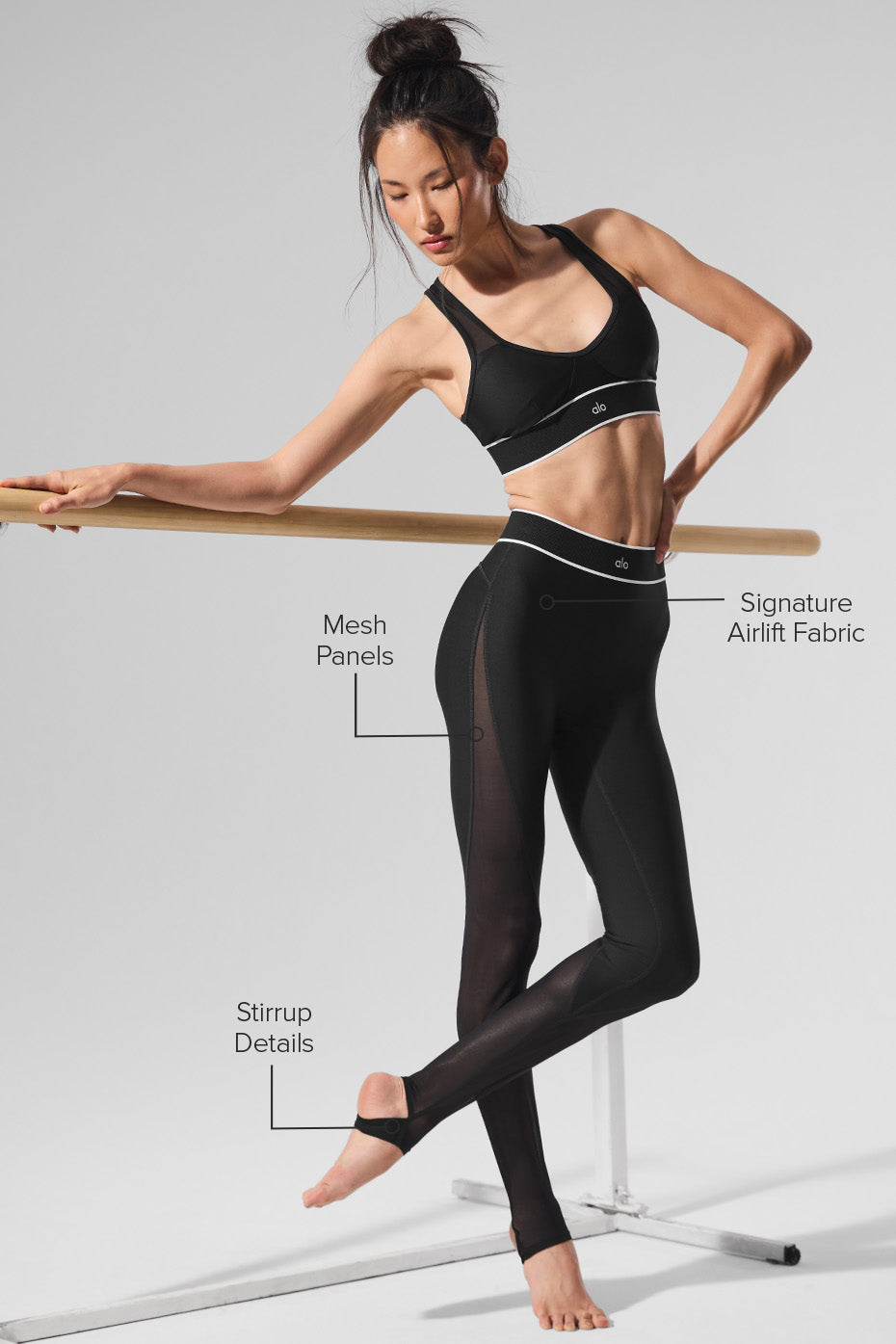 Airlift Mesh High-Waist Darling Stirrup Legging - Black - Image 2