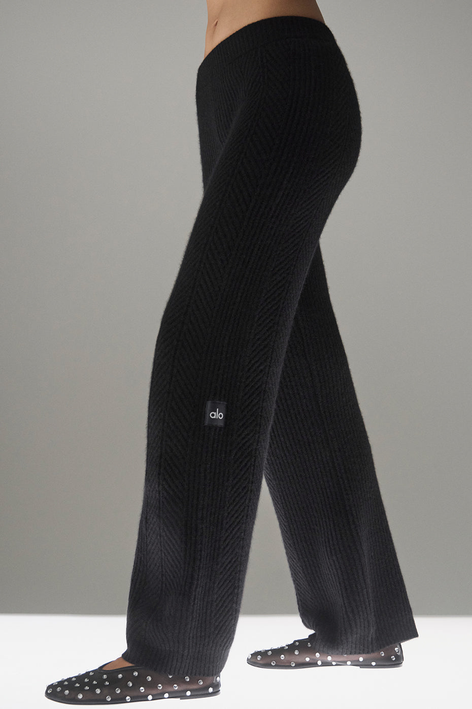 Winter Magic Cashmere Wide Leg Pant - Black - Image 4