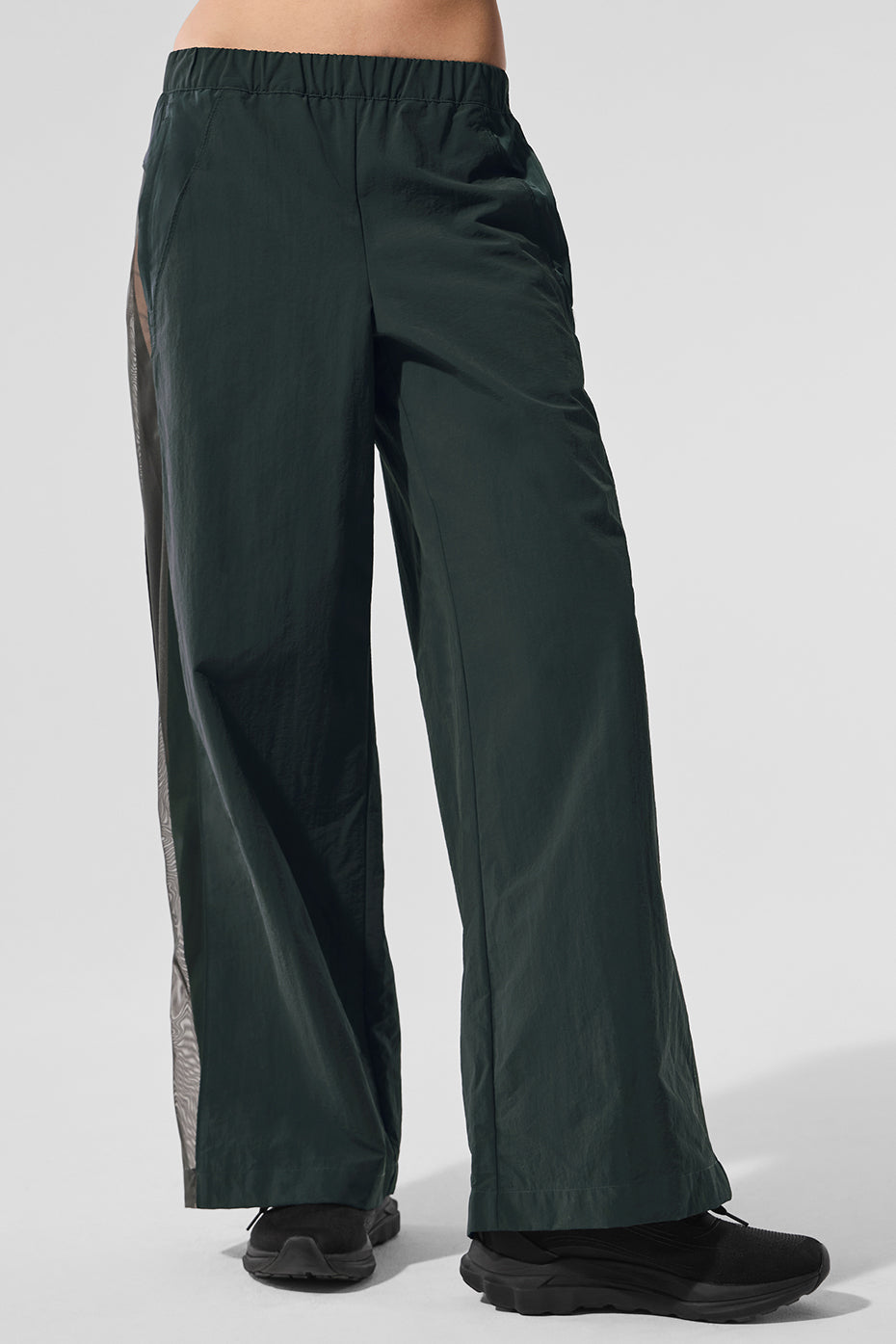 High-Waist Origin Wide Leg Track Pant - Charcoal Green - Image 3