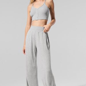 Semi-Sheer Delicate Lounge Flare Pant - Athletic Heather Grey