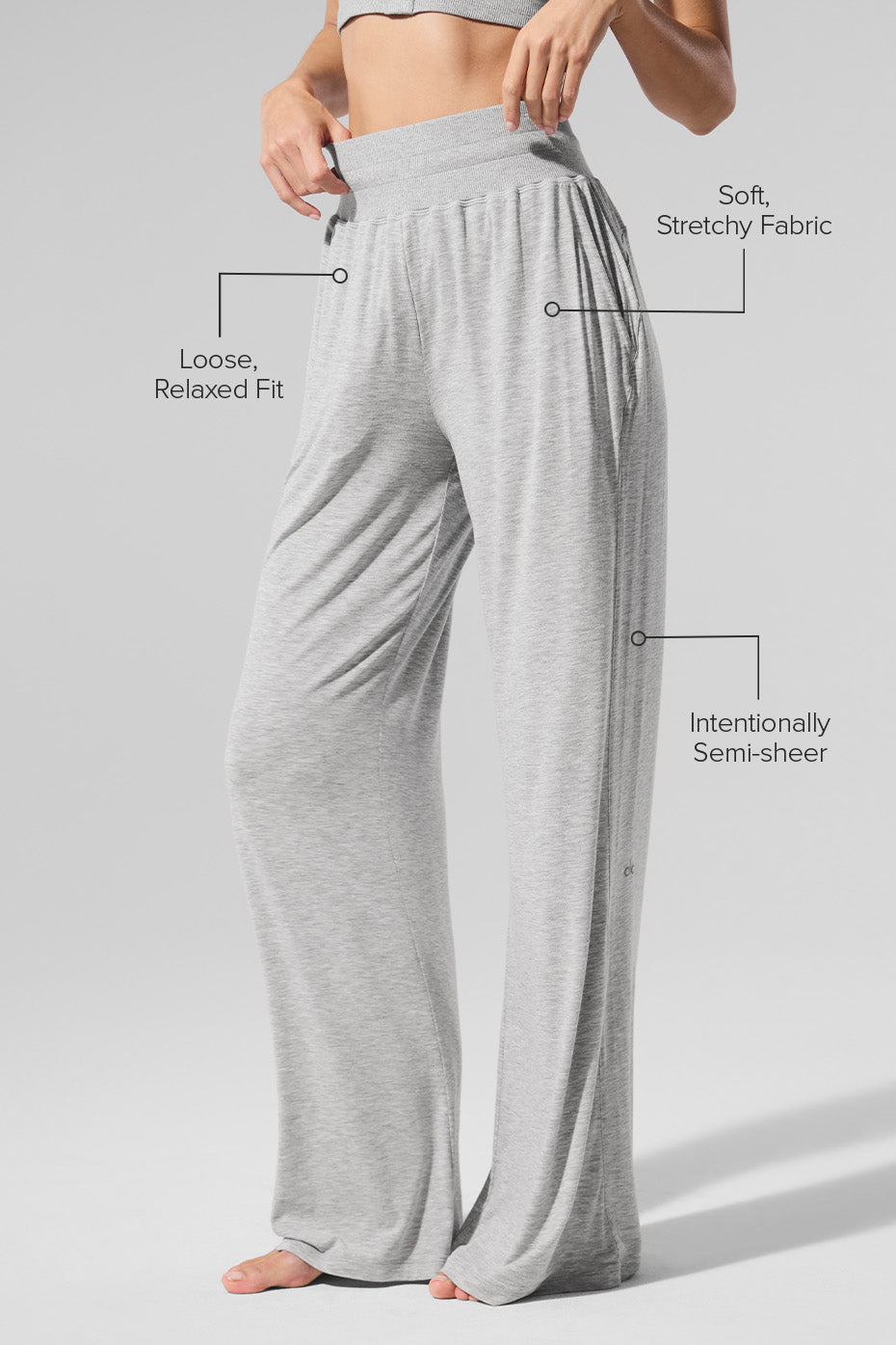 Semi-Sheer Delicate Lounge Flare Pant - Athletic Heather Grey - Image 2