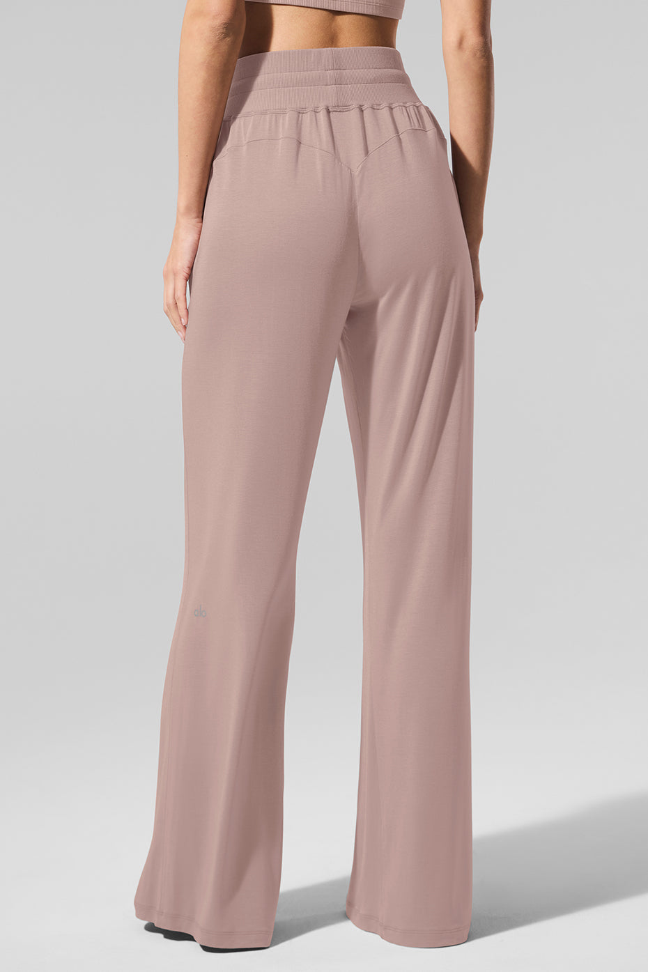 Semi-Sheer Delicate Lounge Flare Pant - Taupe - Image 3