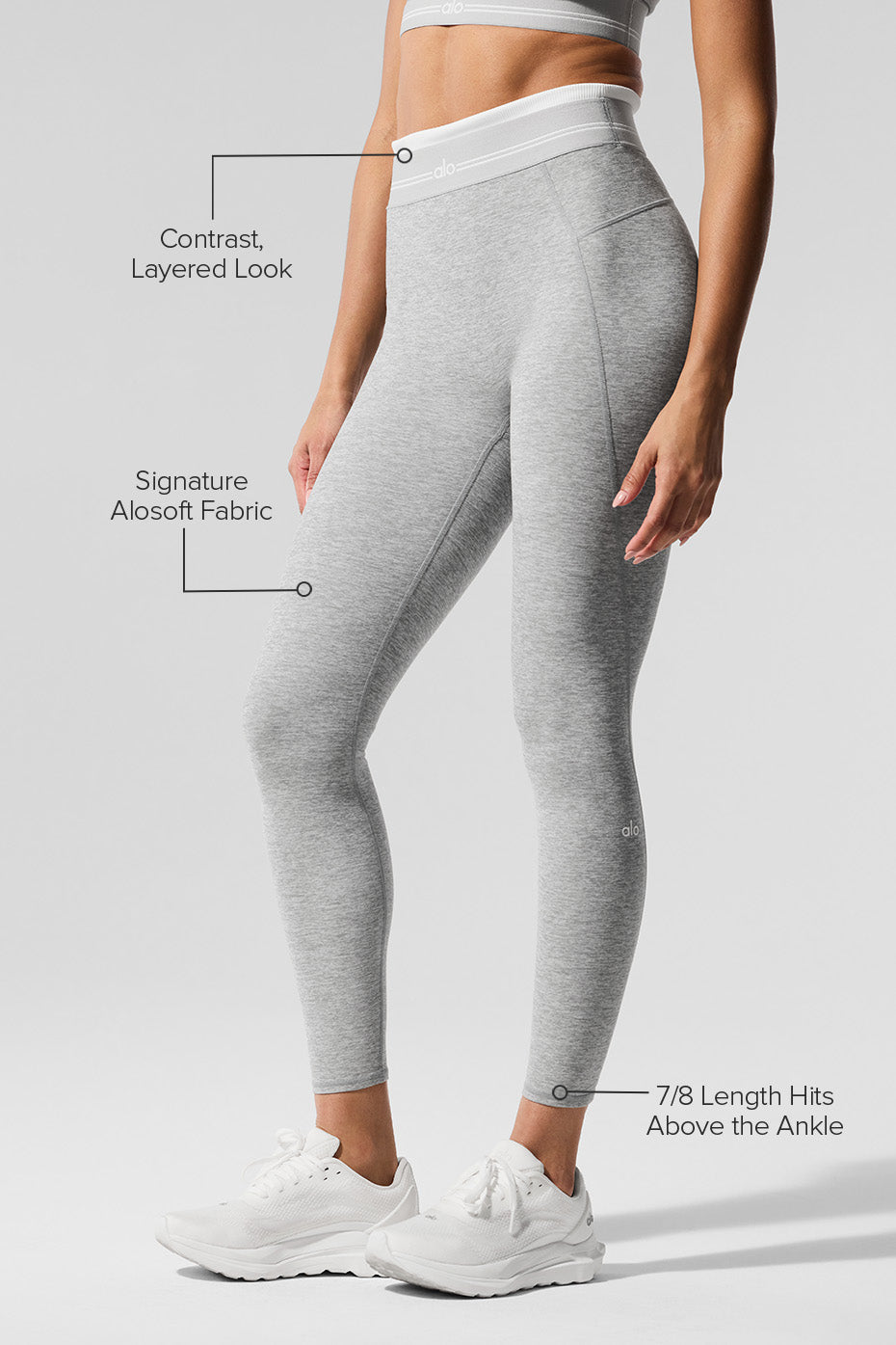Alosoft High-Waist 7/8 Better Together Legging - Athletic Heather Grey/White - Image 2