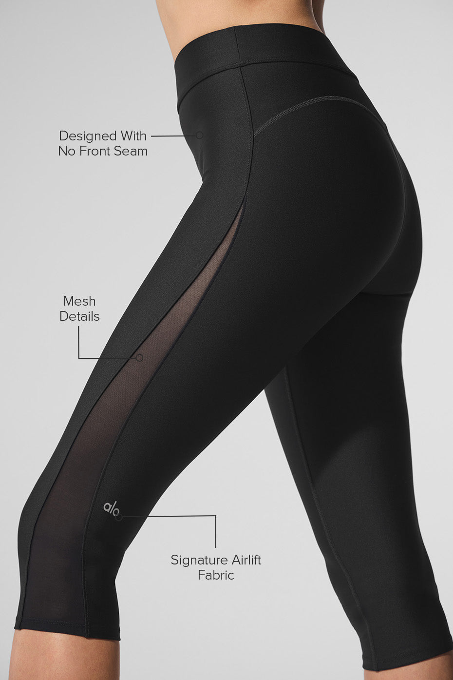 Airlift Mesh High-Waist Just Right Capri - Black - Image 2