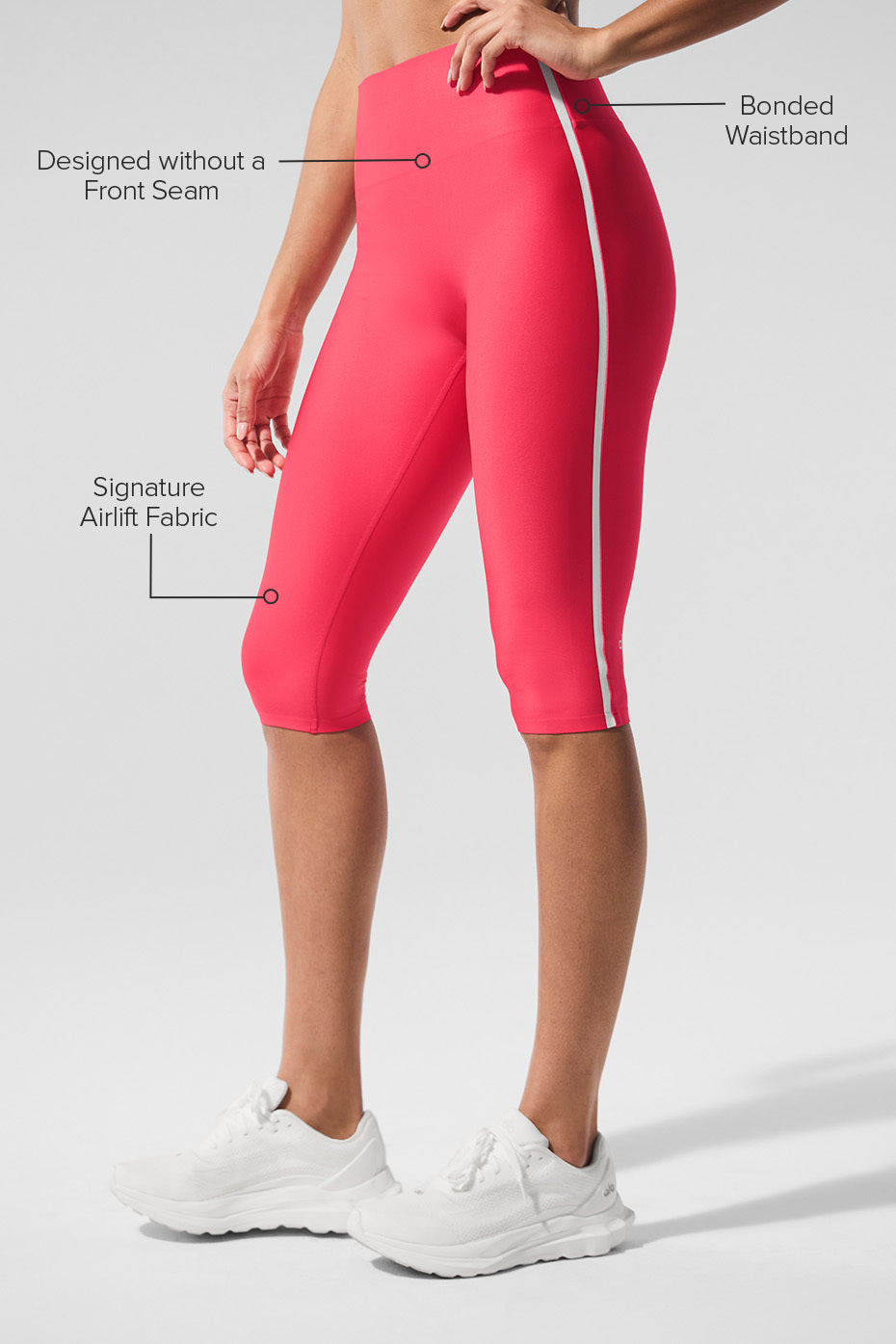 Airlift High-Waist Super Sleek Contrast Capri - Candy Red/White - Image 2