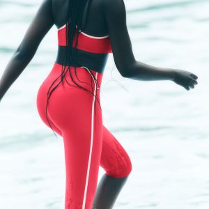 Airlift High-Waist Super Sleek Contrast Capri - Candy Red/White